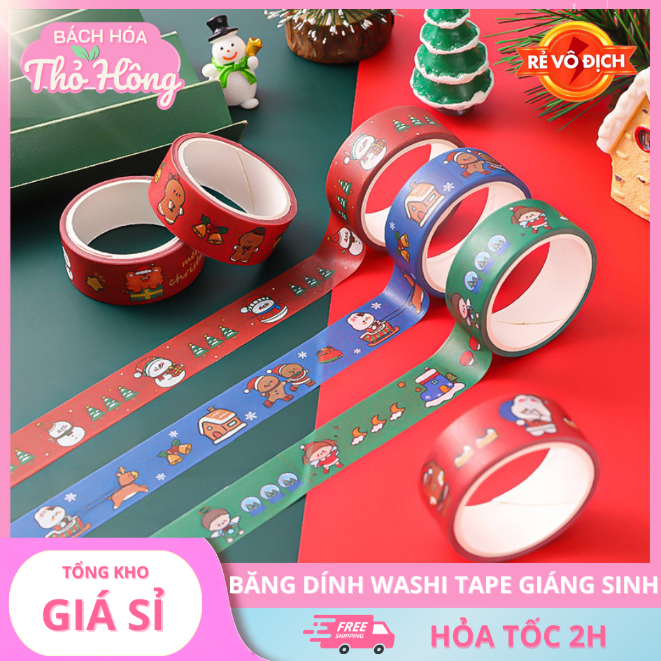 3 Băng Dính Washi Tape Giáng Sinh Noel Merry Christmas 1.5Cm*3M