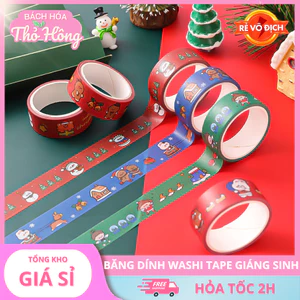3 Băng Dính Washi Tape Giáng Sinh Noel Merry Christmas 1.5Cm*3M