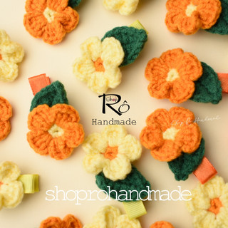 Kẹp tóc hoa len móc cho nữ và bé gái 5cm |Phụ kiện cặp tóc mái Handmade đẹp 5cm |Shop Rô Handmade