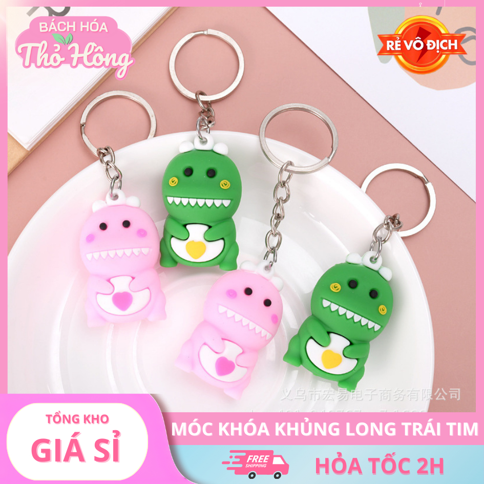 3 Móc Khóa Khủng Long Trái Tim ( Mix Màu)