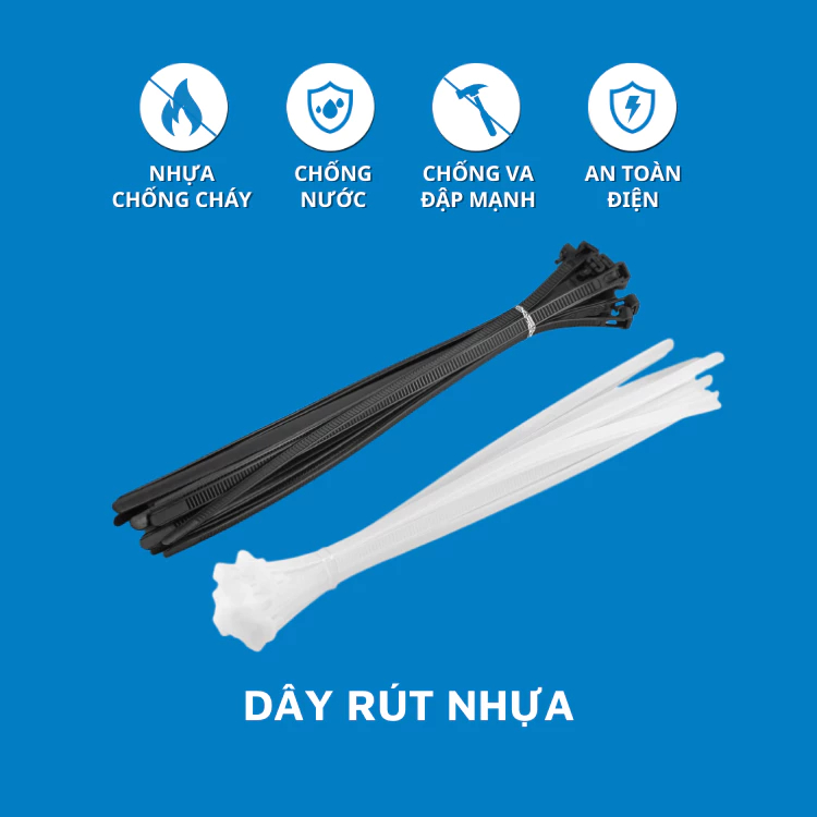 Túi dây rút nhựa trắng đen 250gam chất lượng cao, bịch 250g dây thít nhựa dẻo dai, thít chặt