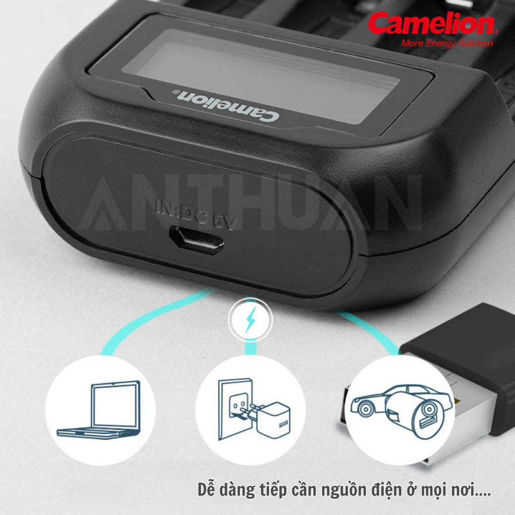 Bộ sạc pin Camelion BC-1046 sạc nhanh tự ngắt và Pin sạc AA 2700mAh AAA 1100mAh Cao Cấp - Chính Hãng