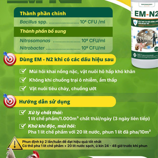 Men vi sinh EM-N2 chai 1L xử lý mùi hôi chuồng trại chất thải  Amoni Nitrite nuôi lợn gà vịt gia súc