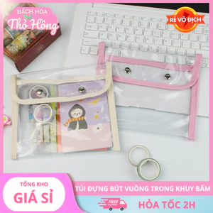 Hộp đựng bút, túi đựng bút vuông trong khuy bấm dễ thương KT 20.5*18