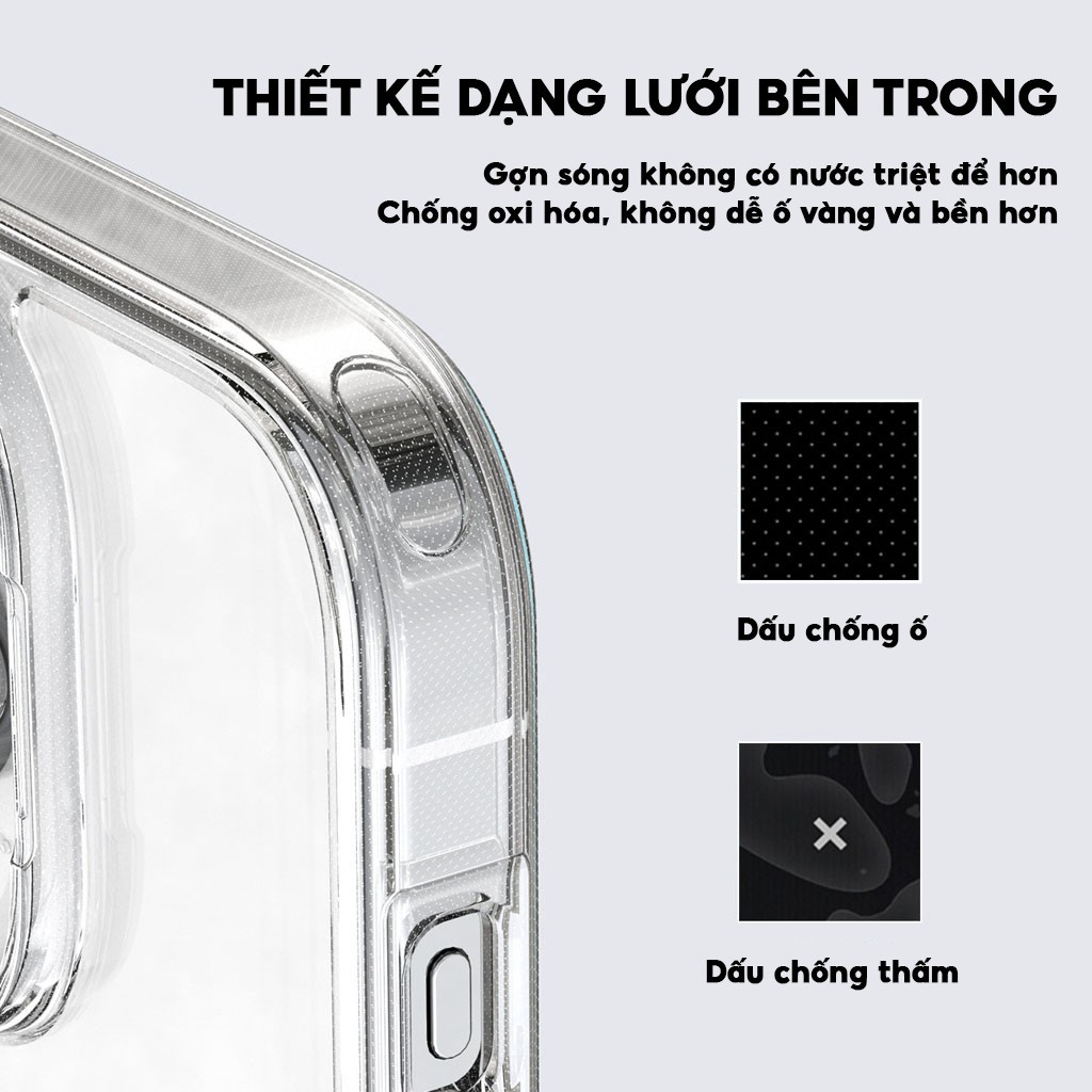 Ốp Likgus trong suốt chống ố hỗ trợ sạc không dây IPhone 17Promax 17Pro 17Air 16 15 14  13 12 11
