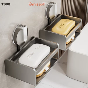 Khay đựng xà phòng lắp đặt hút chân không Omiseph chất liệu hợp kim thép không gỉ - T008