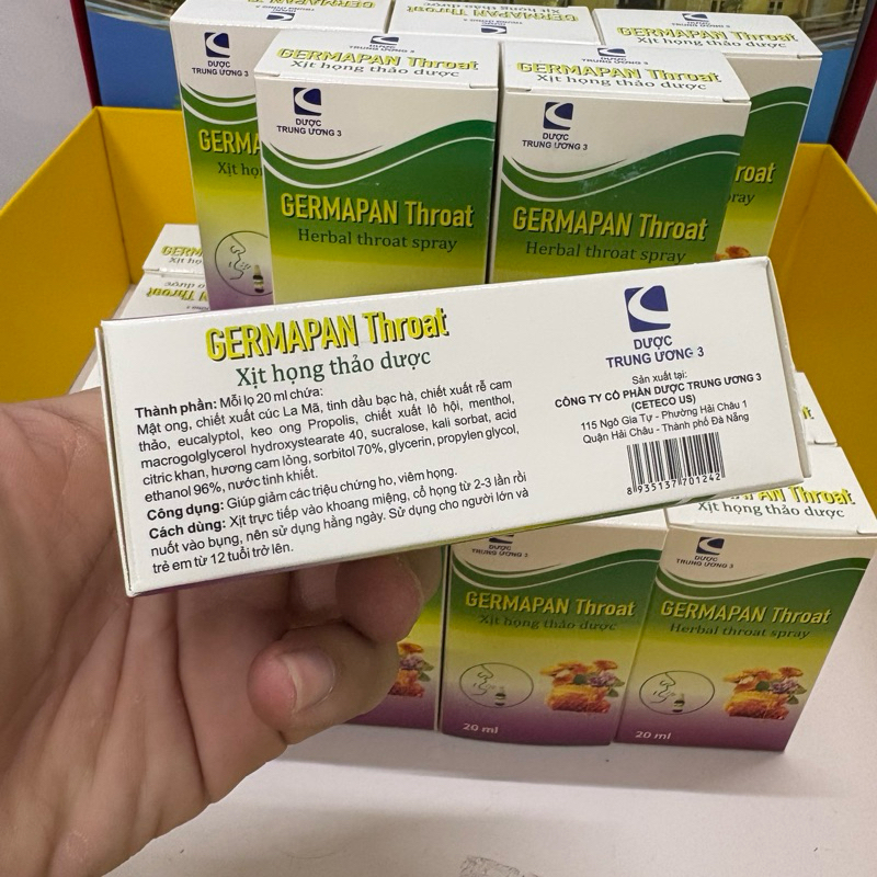 ✅[Hàng chính hãng] Xịt họng thảo dược Cúc la mã, bạc hà cam thảo giảm ho hiệu quả lọ 20 ml