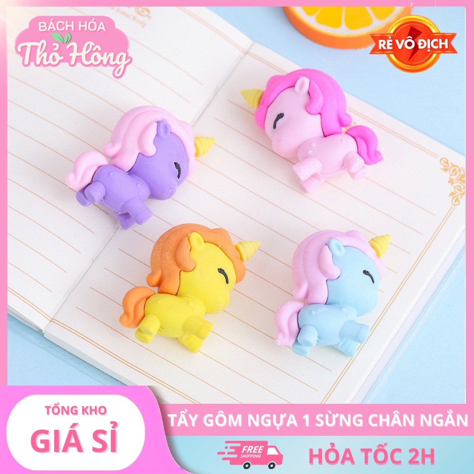 3 Tẩy Gôm Chì Ngựa 1 Sừng Chân Ngắn Dễ Thương
