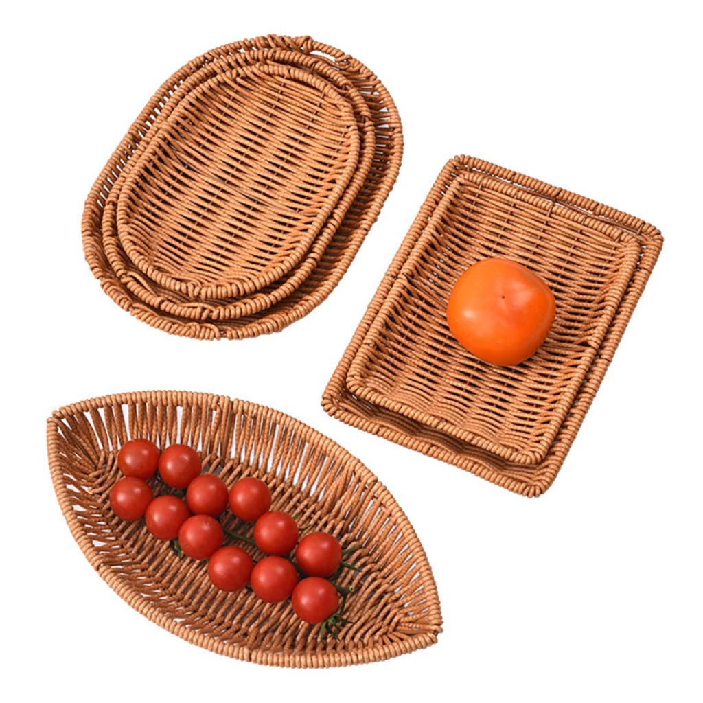 Khay Nhựa Gỉa Mây Dùng Để Đựng Hoa Qủa Bánh Kẹo Decor, Để Đồ Cho Quán Ăn, Nhà Hàng