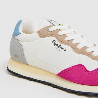 Giày thể thao nữ màu hồng PEPE JEAN retro running shoes dư xịn chính hãng siêu êm nhẹ
