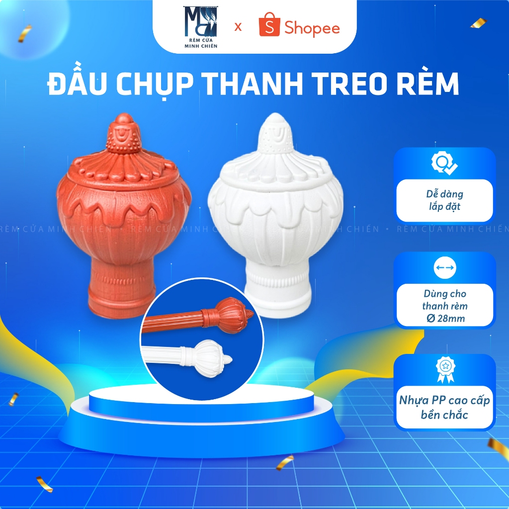 [ LẺ 1 CÁI ] Đầu Chụp Thanh Treo Rèm Cửa - Dùng Cho Thanh Rèm Ø28MM ...