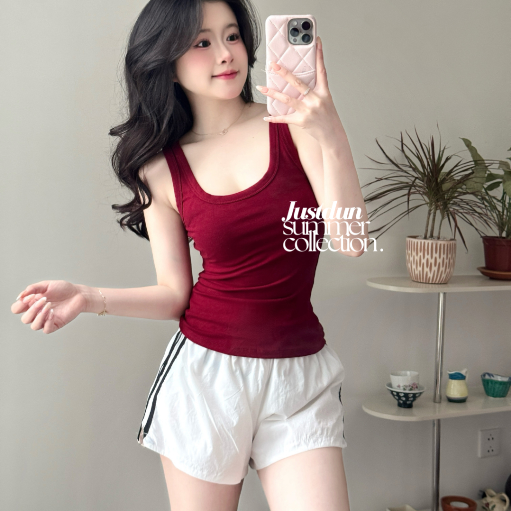 [KÈM MÚT] Áo Ba Lỗ Ôm Body Basic Cotton Mịn Tôn Dáng JUSTDUN D8