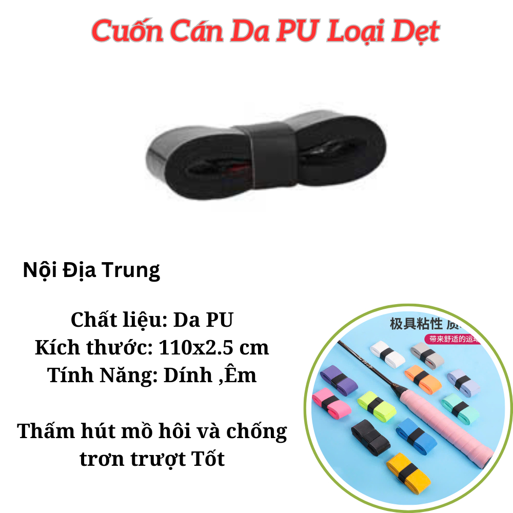 Cuốn cán vợt Pickleball, Cầu lông, Tennis loại Rẻ Bền Đẹp da pu Mềm Êm Dính nhà phân phối Top1 VN