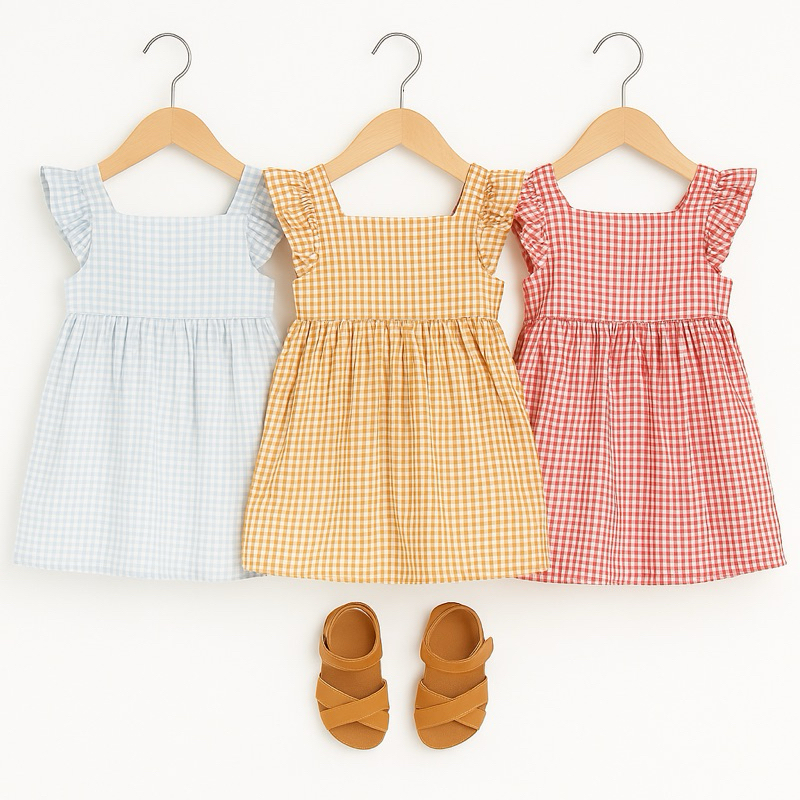 Váy Bé Gái Sơ Sinh Chất Đũi Mát Xuất Dư C1870 Kẻ Sọc 3 Màu Size 1-6M (3-7kg)
