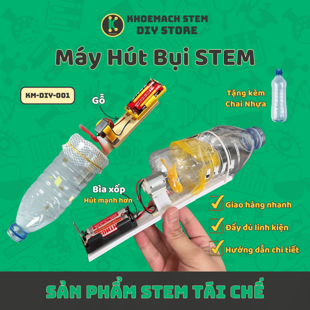 Máy Hút Bụi Mini STEM DIY Tự Lắp Ráp Bằng Vật Liệu Tái Chế Đơn Giản ...