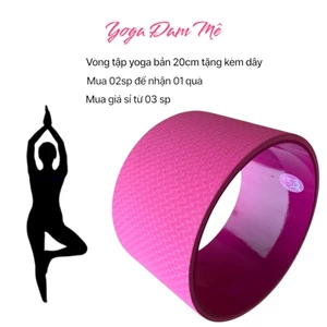 Vòng tập yoga Bản 20cm kèm dây tập 1,8m chắc chắn, chịu lực lên đến 300 kg, Lớp bọc thảm TPE Vân sóng, tăng khả năng bám