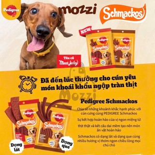 [Hộp 12 gói] Snack cho chó Thịt xông khói Meat Jerky Schmackos Pedigree