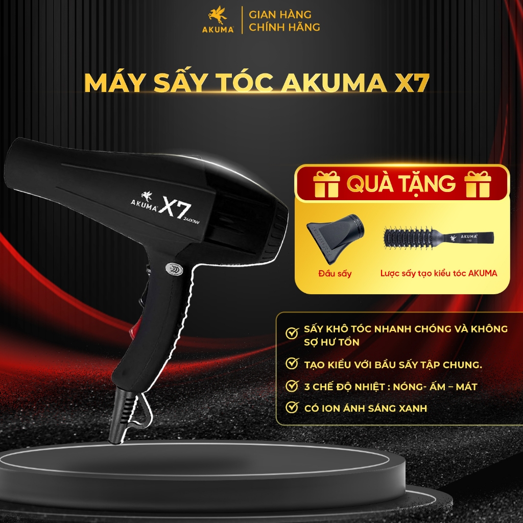 Ảnh Máy Sấy Tóc AKUMA X7 Công Suất Lớn 2400W - Dành Cho Salon Tóc Chuyên Nghiệp, 2 Chiều Nóng Lạnh, Lõi Đồng, Đồ Bền Cao 1