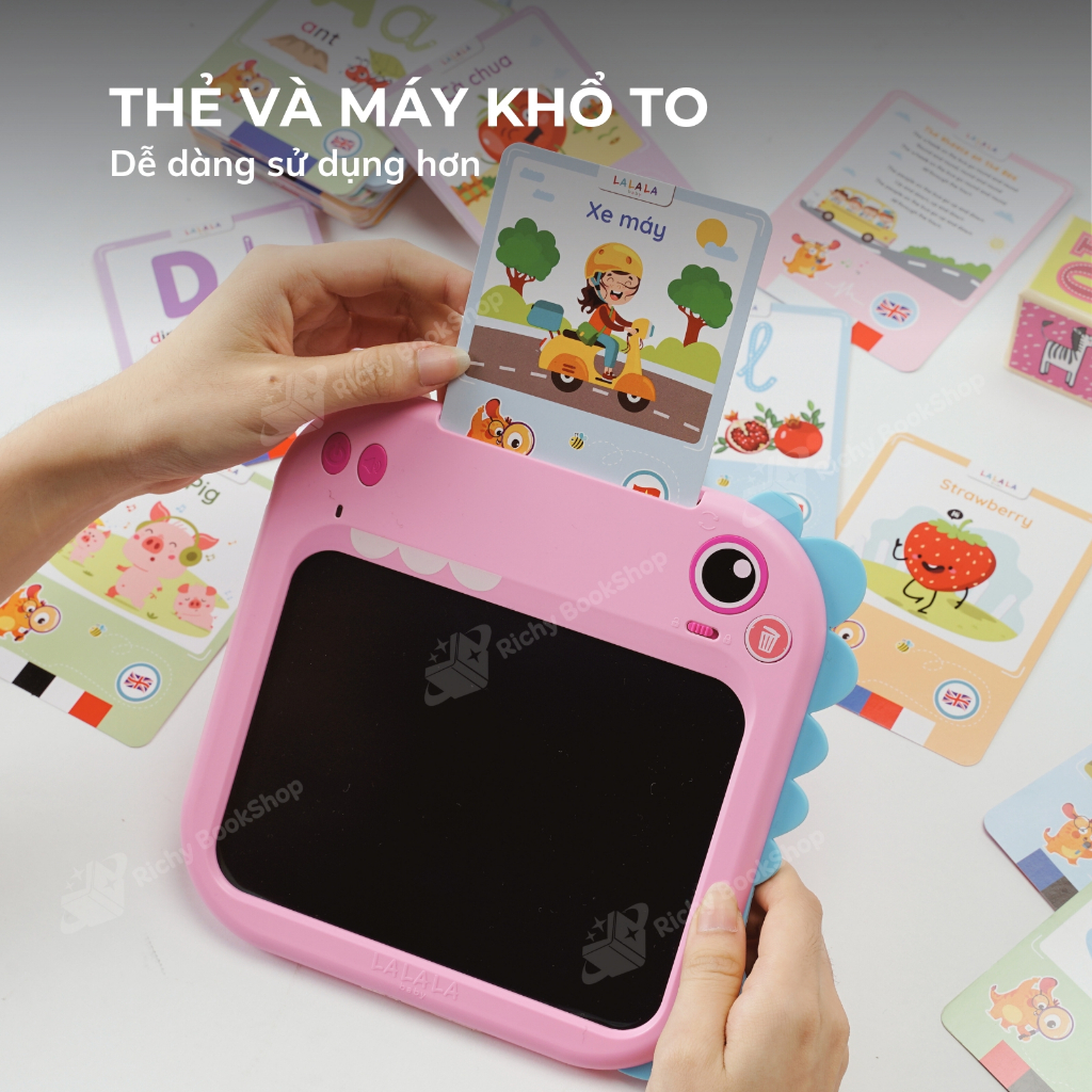 Máy đọc viết Lalatalk máy đọc thẻ song ngữ kết hợp bảng viết tự xóa thông minh Lalala baby