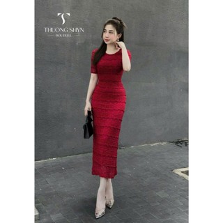 Đầm thời trang Nữ vải cao cấp thiết kế đơn giản dễ mặc dáng váy bút chì cổ tròn tay ngắn trẻ trung có 3 màu dễ lựa chọn
