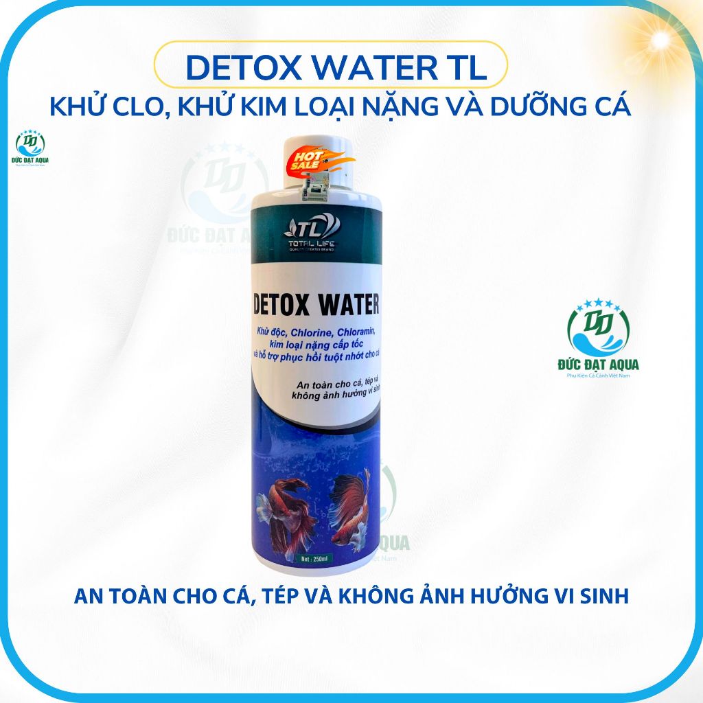 Detox Water TL khử clo, khử kim loại nặng và dưỡng cá hỗ trợ phục hồi tuột nhớt cho cá cảnh 2