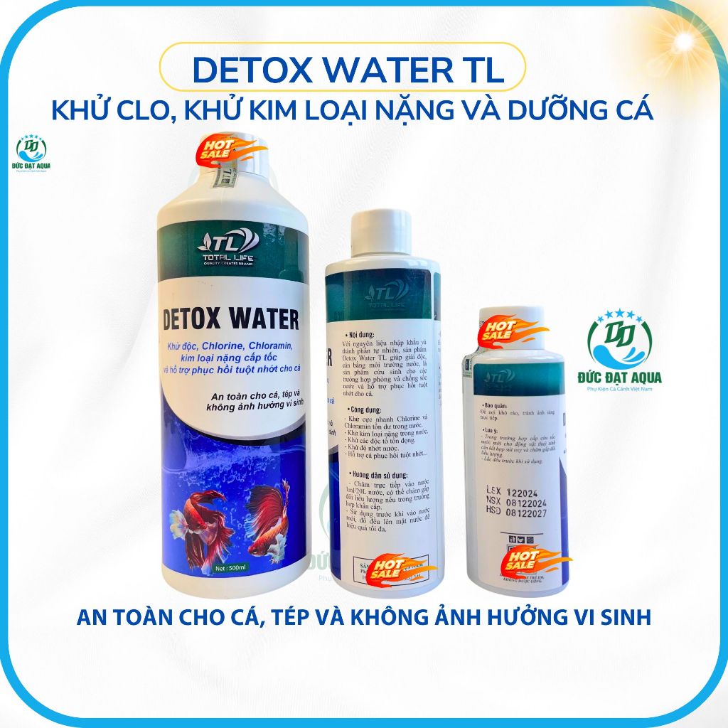 Detox Water TL khử clo, khử kim loại nặng và dưỡng cá hỗ trợ phục hồi tuột nhớt cho cá cảnh 6