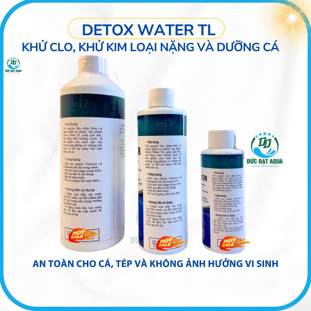 Detox Water TL khử clo, khử kim loại nặng và dưỡng cá hỗ trợ phục hồi tuột nhớt cho cá cảnh 4