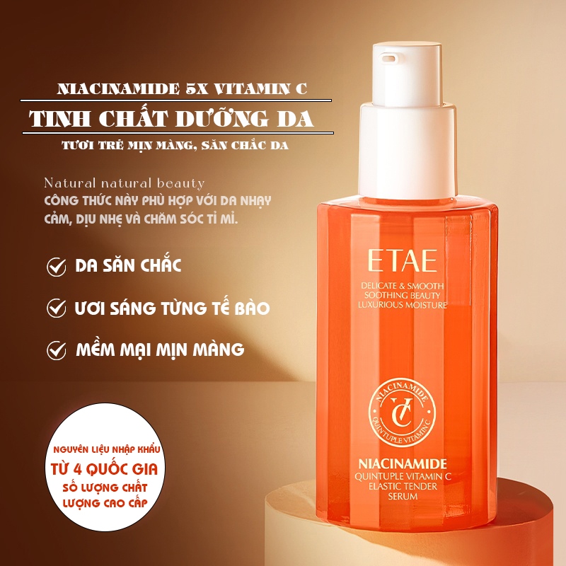 🔥【Mua 1 Tặng 4】Serum Dưỡng Trắng Da Vitamin C, 40ml Cấp Ẩm Sâu - Niacinamide 10%, Mờ Vết Thâm Nám, Phù Hợp Mọi Loại Da
