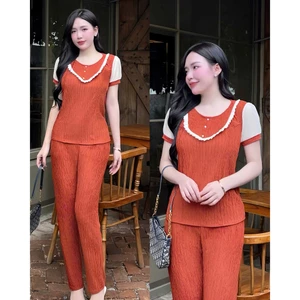 Bộ đồ trung niên nữ quần dài thun xốp cao cấp mặc nhà đẹp cho mẹ- CN155