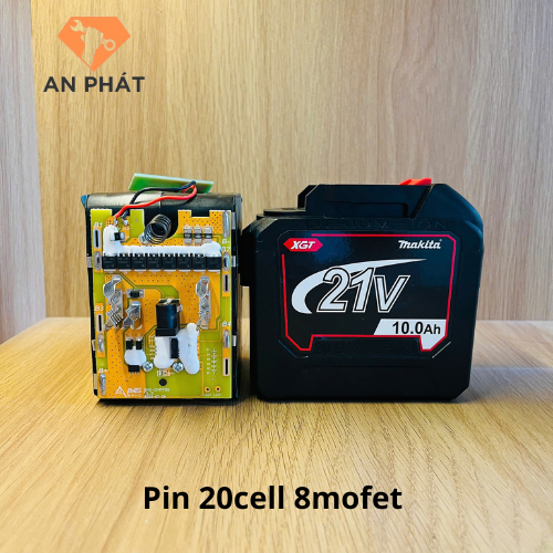 Pin 20 cell mạch 8 mosfets chống ngắt tải, vỏ chống sốc, pin máy khoan ...