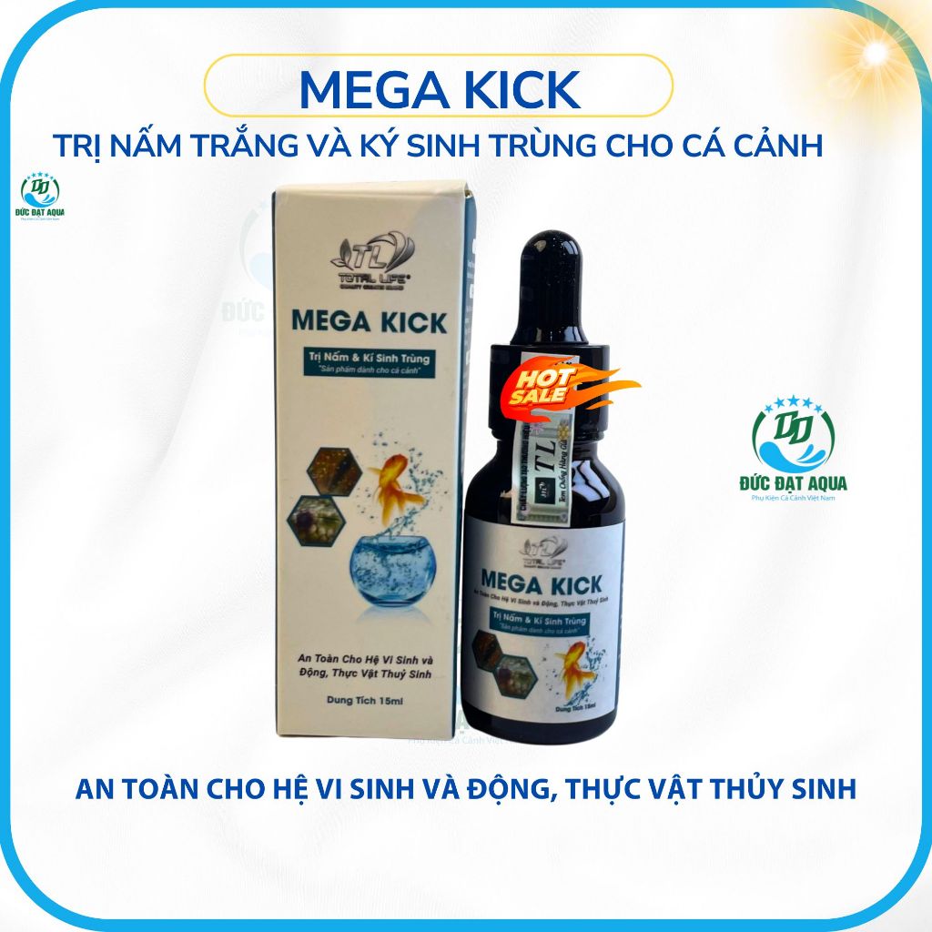 Mega Kick 15ml - trị Nấm trắng và ký sinh trùng cho cá cảnh an toàn cho hệ vi sinh và cá cảnh 8