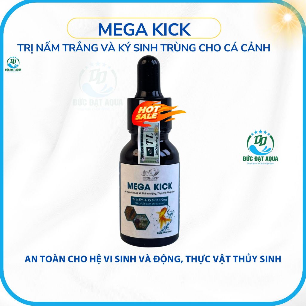 Mega Kick 15ml - trị Nấm trắng và ký sinh trùng cho cá cảnh an toàn cho hệ vi sinh và cá cảnh 9