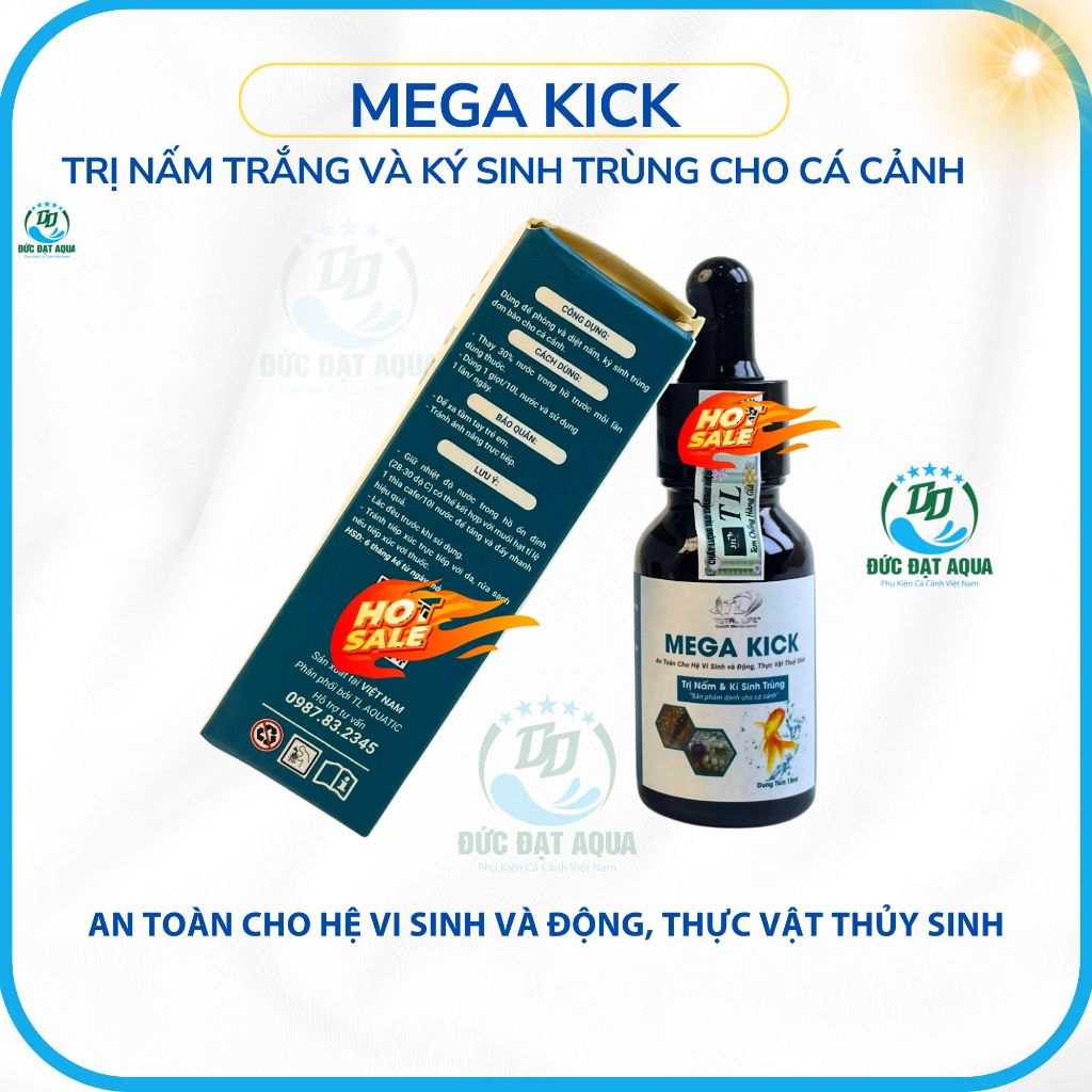 Mega Kick 15ml - trị Nấm trắng và ký sinh trùng cho cá cảnh an toàn cho hệ vi sinh và cá cảnh 3