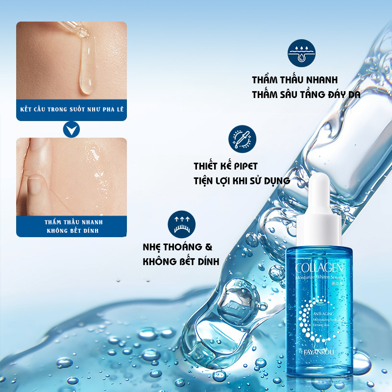 Serum Collagen Dưỡng Trắng Cấp Ẩm - Giảm Thâm, Se Khít Lỗ Chân Lông | Vitamin C + Hyaluronic Acid | Cho Da Khô Sạm Màu