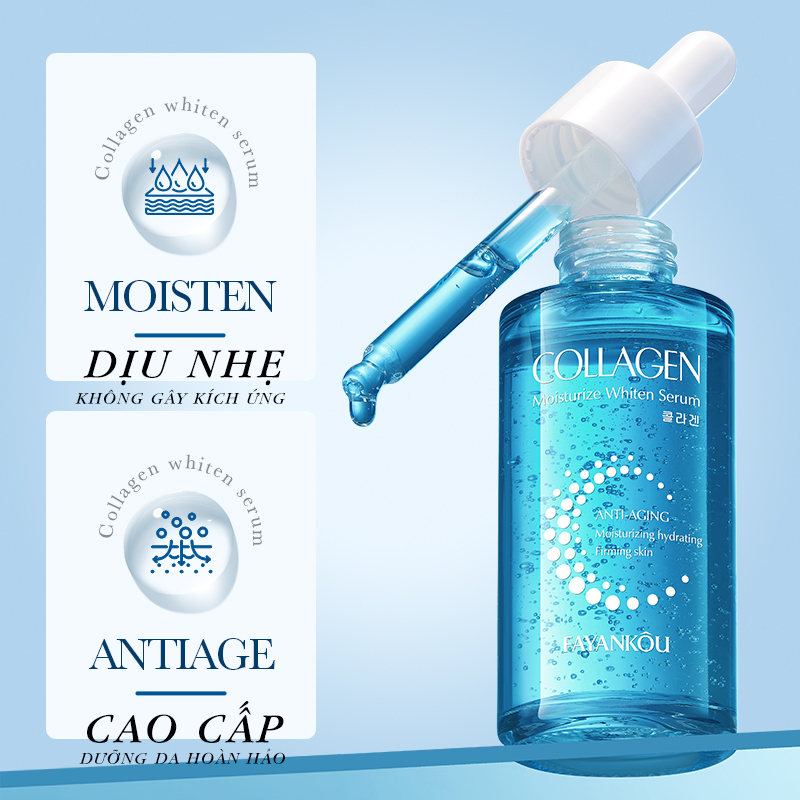 Serum Collagen Dưỡng Trắng Cấp Ẩm - Giảm Thâm, Se Khít Lỗ Chân Lông | Vitamin C + Hyaluronic Acid | Cho Da Khô Sạm Màu