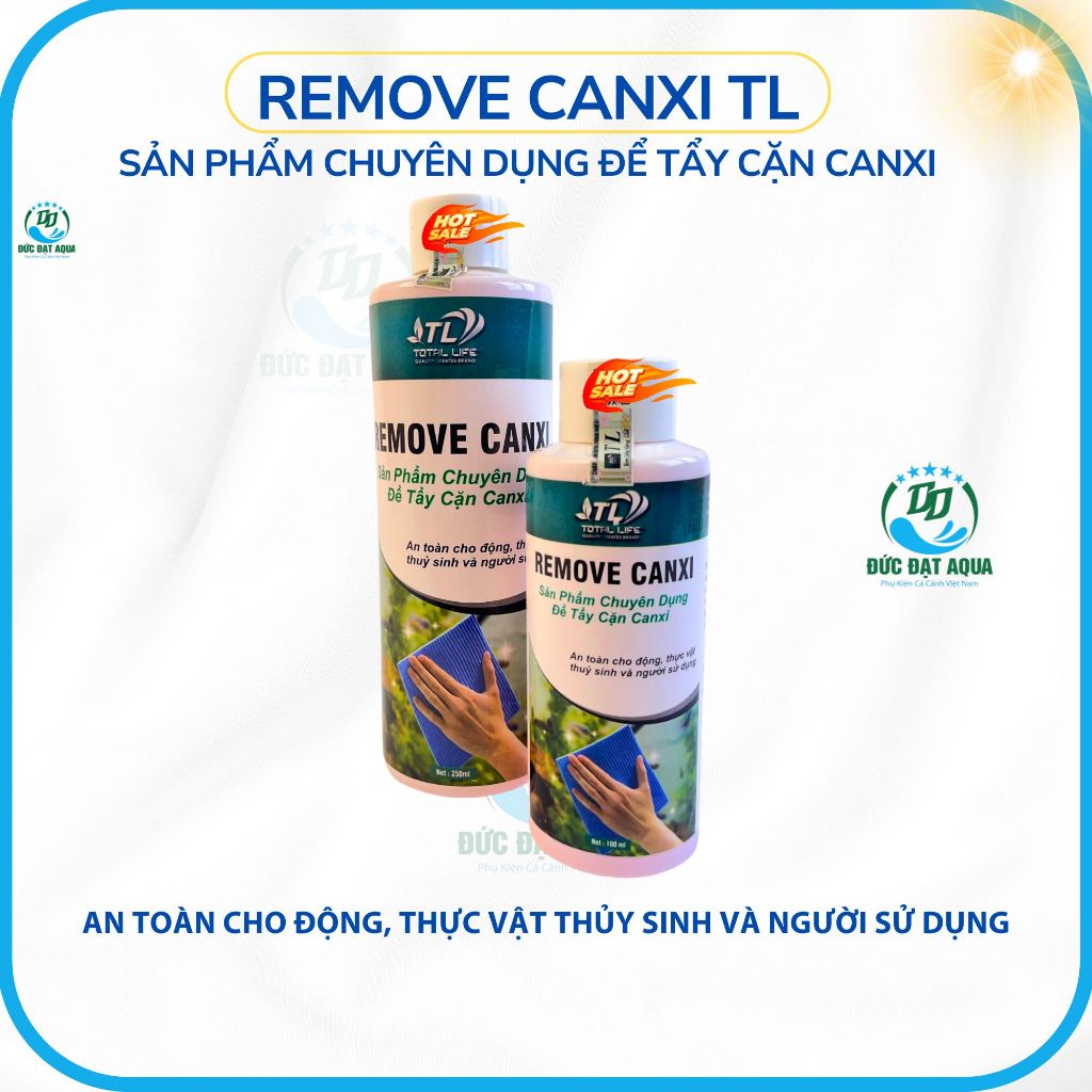Tẩy Cặn Canxi - Remove Canxi TL chuyên dụng để tẩy cặn canxi Cho Bể Kính an toàn cho cá cảnh