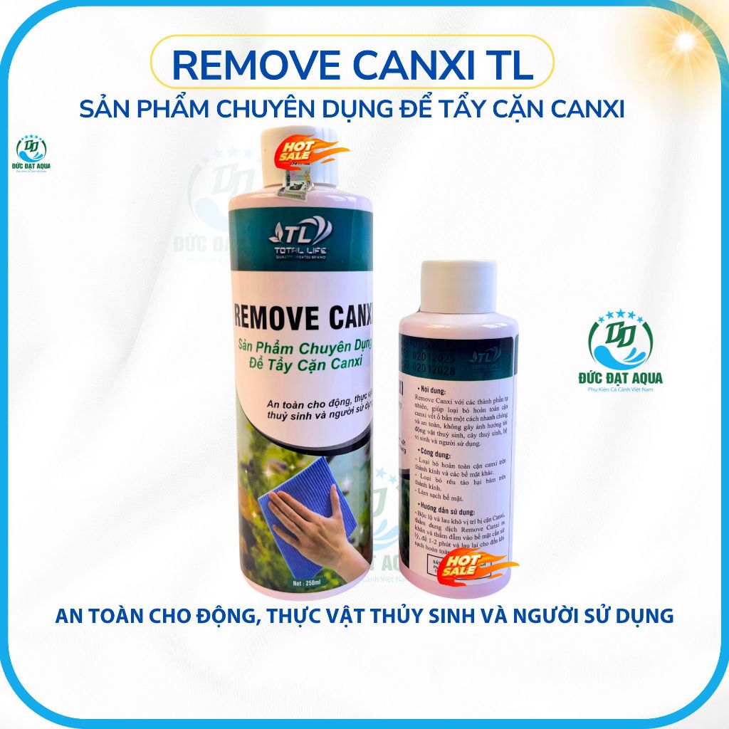 Tẩy Cặn Canxi - Remove Canxi TL chuyên dụng để tẩy cặn canxi Cho Bể Kính an toàn cho cá cảnh 9