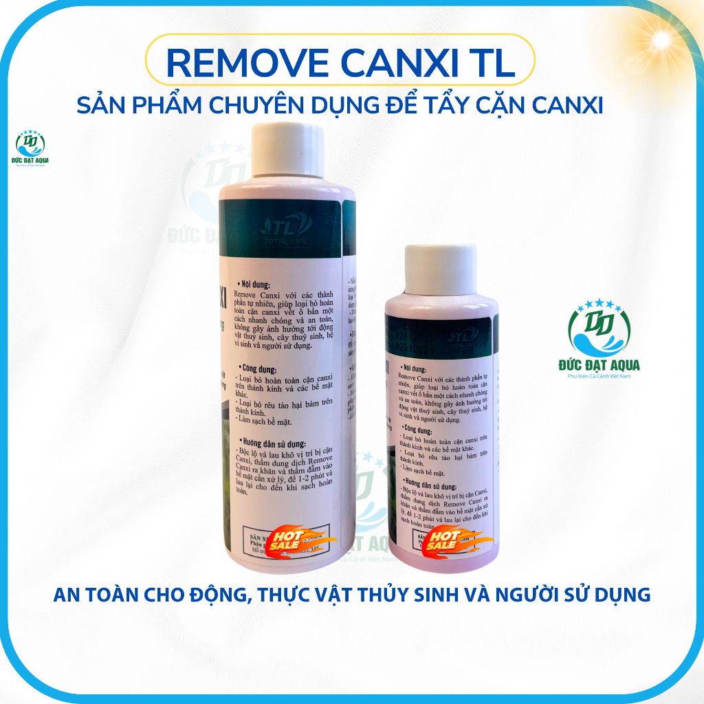 Tẩy Cặn Canxi - Remove Canxi TL chuyên dụng để tẩy cặn canxi Cho Bể Kính an toàn cho cá cảnh 8