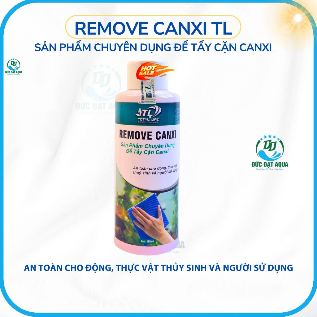 Tẩy Cặn Canxi - Remove Canxi TL chuyên dụng để tẩy cặn canxi Cho Bể Kính an toàn cho cá cảnh 6