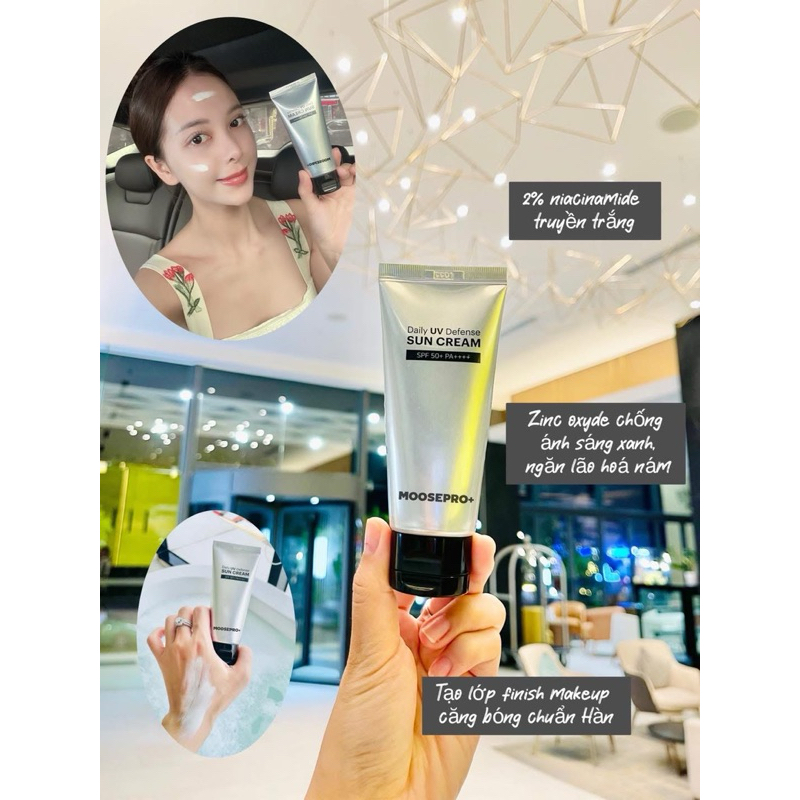 Kem chống nắng Moosepro+ DAILY UV DEFENSE SUN CREAM 50ml Hàn Quốc hạn2028 (bản mới thay kem chống nắng Moose ) IS332
