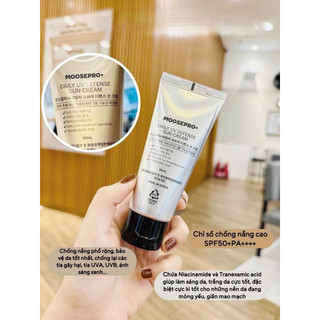 Kem chống nắng MOOSEPRO+ DAILY UV DEFERENSE SUN CREAM 50ML hạn dùng 2028 chống nắng dưỡng trắng IS458