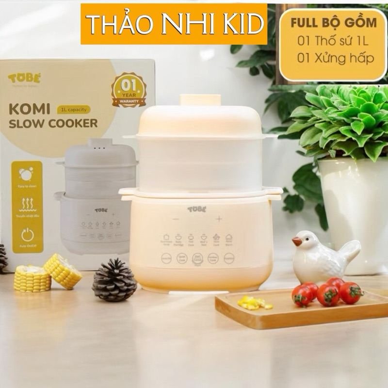 Nồi Cháo Chậm Komi TOBE An Toàn 8 Chế Độ Dung Tích 1L/ 1,8L Giá Hấp Giữ ...