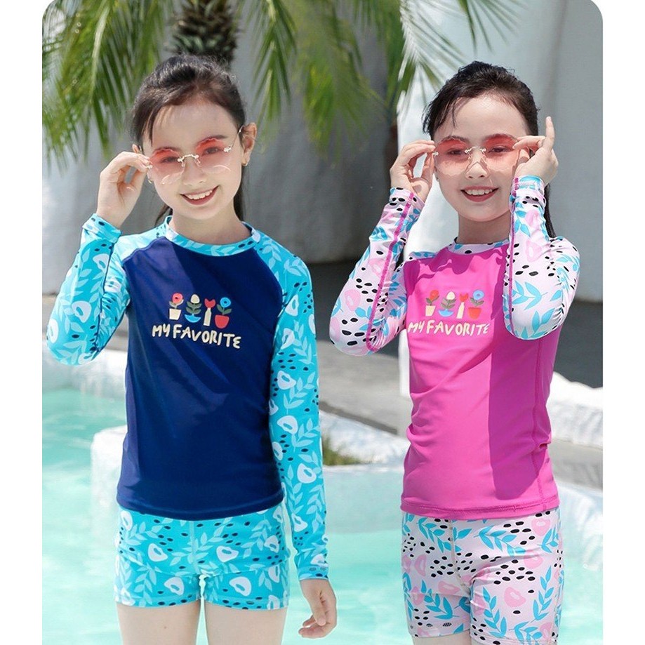Bộ Bơi Váy Có Khóa Bé Gái, Bộ đồ bơi chân váy kèm quần tromg an toàn cho bé gái 13-65kg