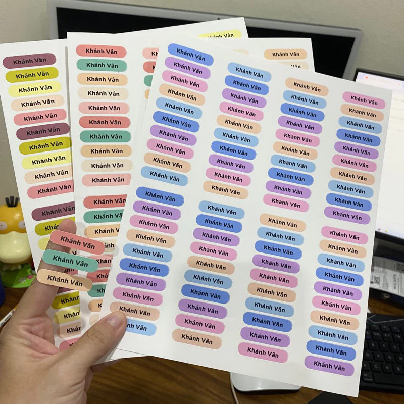 Set 80 tem nhãn tên sticker in theo yêu cầu cho bé dán đồ dùng học tập ...