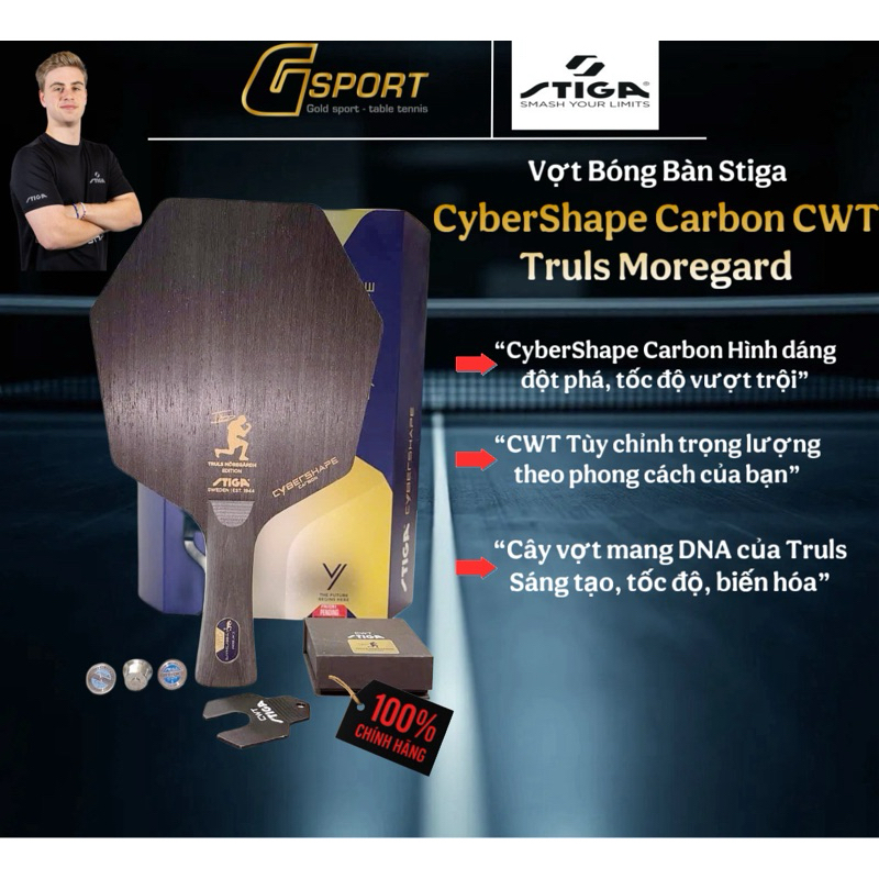 Vợt Bóng Bàn Lục Giác Stiga CYBERSHAPE CARBON CWT Truls Moregard ...