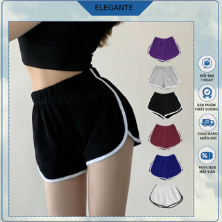 Quần Đùi Nữ Phối Viền Siêu Tôn Dáng ELEGANTE Co Giãn, Thoải Mái, Chất Vải Mát Lạnh