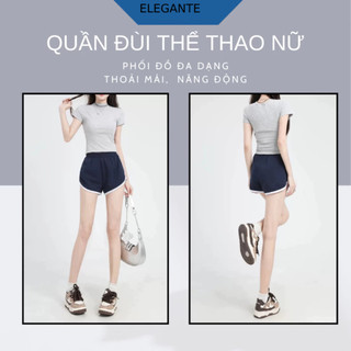 Quần Đùi Nữ Phối Viền Siêu Tôn Dáng ELEGANTE Co Giãn, Thoải Mái, Chất Vải Mát Lạnh