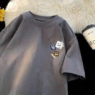 Áo phông thun nữ nam 3158 form rộng in hình 3 vuông chất liệu cotton mát mẻ