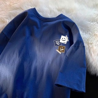 Áo phông thun nữ nam 3158 form rộng in hình 3 vuông chất liệu cotton mát mẻ