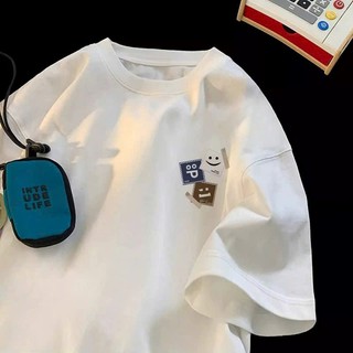 Áo phông thun nữ nam 3158 form rộng in hình 3 vuông chất liệu cotton mát mẻ